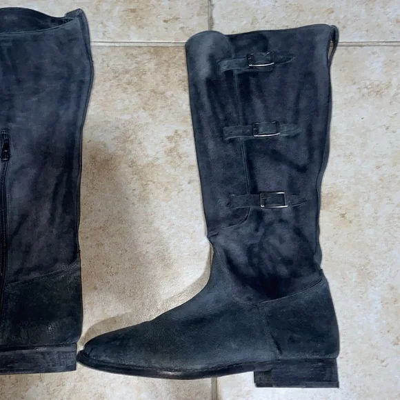 Free People X Farylrobin Women's Bruna Grey Suede Riding Boot Size US 9 - Picture 4 of 15